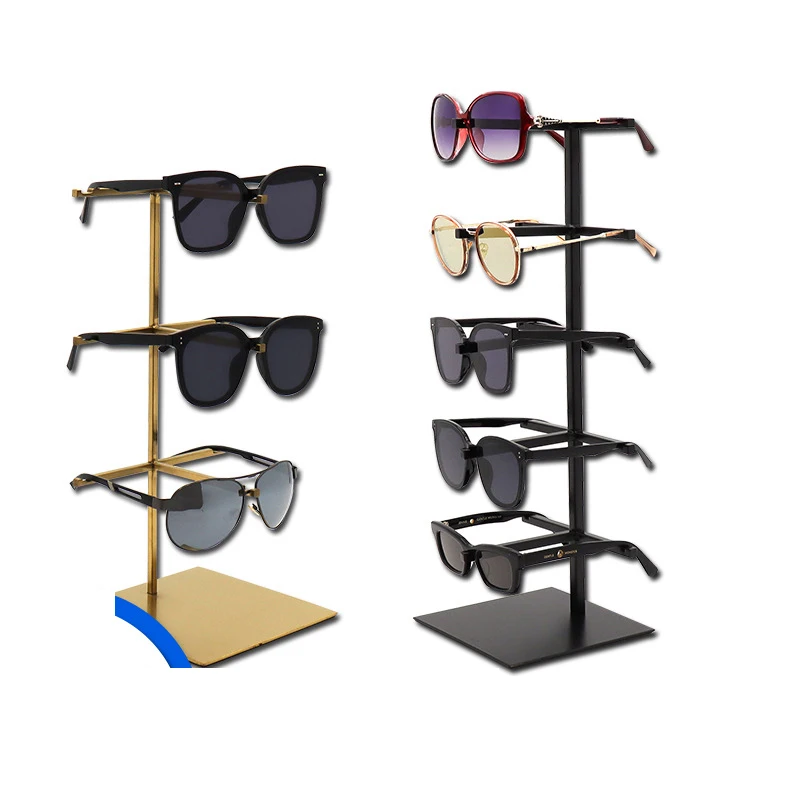 Custom Metal Gold Eyewear Sunglass Window Display Wholesale Sunglass Eyewear Rack Display Stand