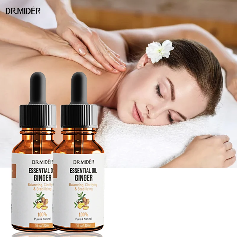 High quality essential oil manufacturer 100% organic pure private label 30ml ginger hair face body massage oils