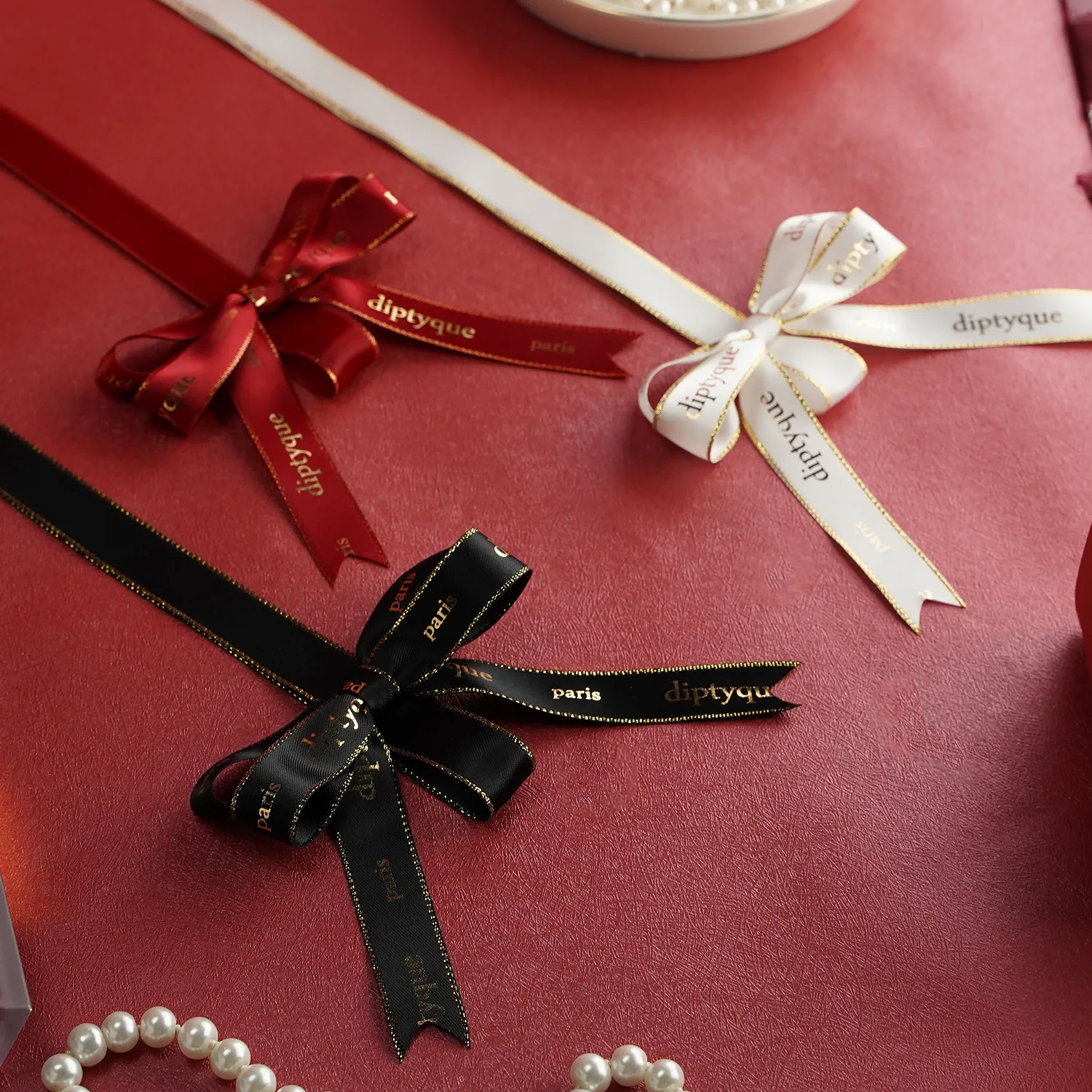 Custom Decorative Hang String Fragrance Lanyard Grosgrain Ribbon Satin Bow Aromatherapy Ribbon Bow For Car Decoration