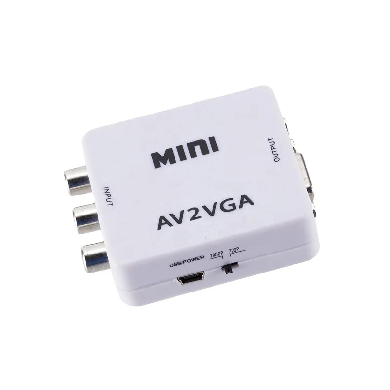 Заводская оптовая продажа AV-VGA конвертер 1080P 60 Гц Мини HD AV2VGA адаптер видео для ТВ-монитора