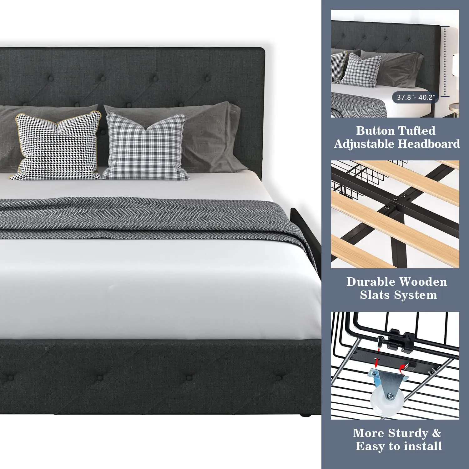 old bedhead king size upholstered beds bedroom sets Bedroom Furniture Tufted Wooden Bed Queen italia bed with headboard