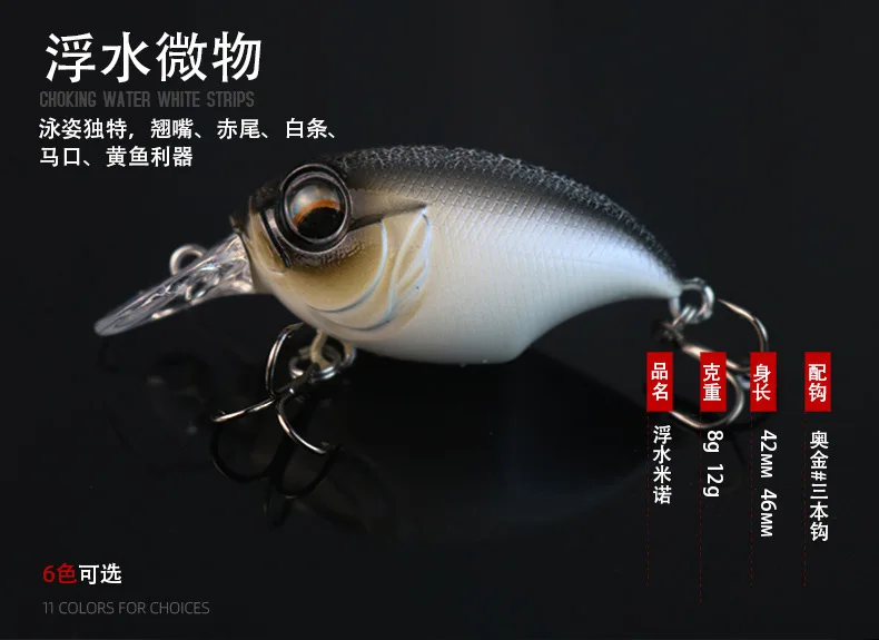 Manufacturers wholesale 8g/12g fat man Mino floating water lure fake bait