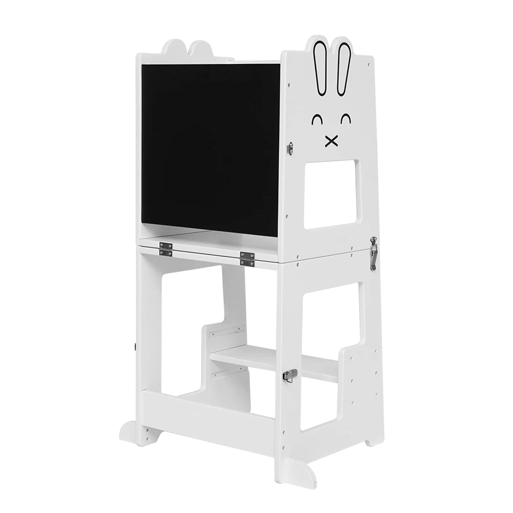 high quality wooden white children learning tower adjustable height kids kitchen helper stool