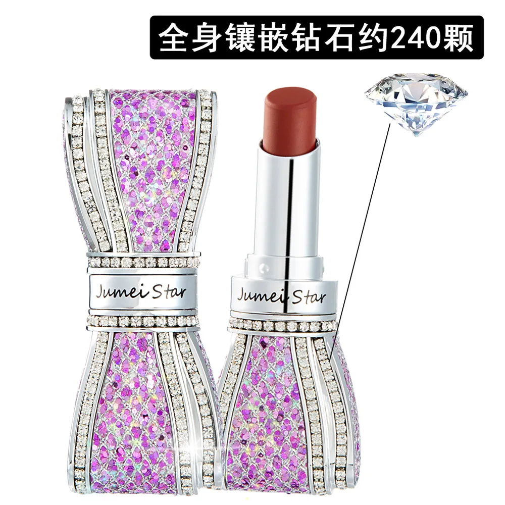 Jumei star butterfly lipstick with diamond rhinestones 8 colors waterproof long lasting velvet matte lipstick pencil