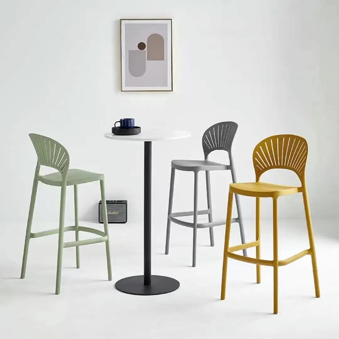 industrial restaurant furniture durable plastic frame dining chair High plastic kitchen bar stool height bar chair