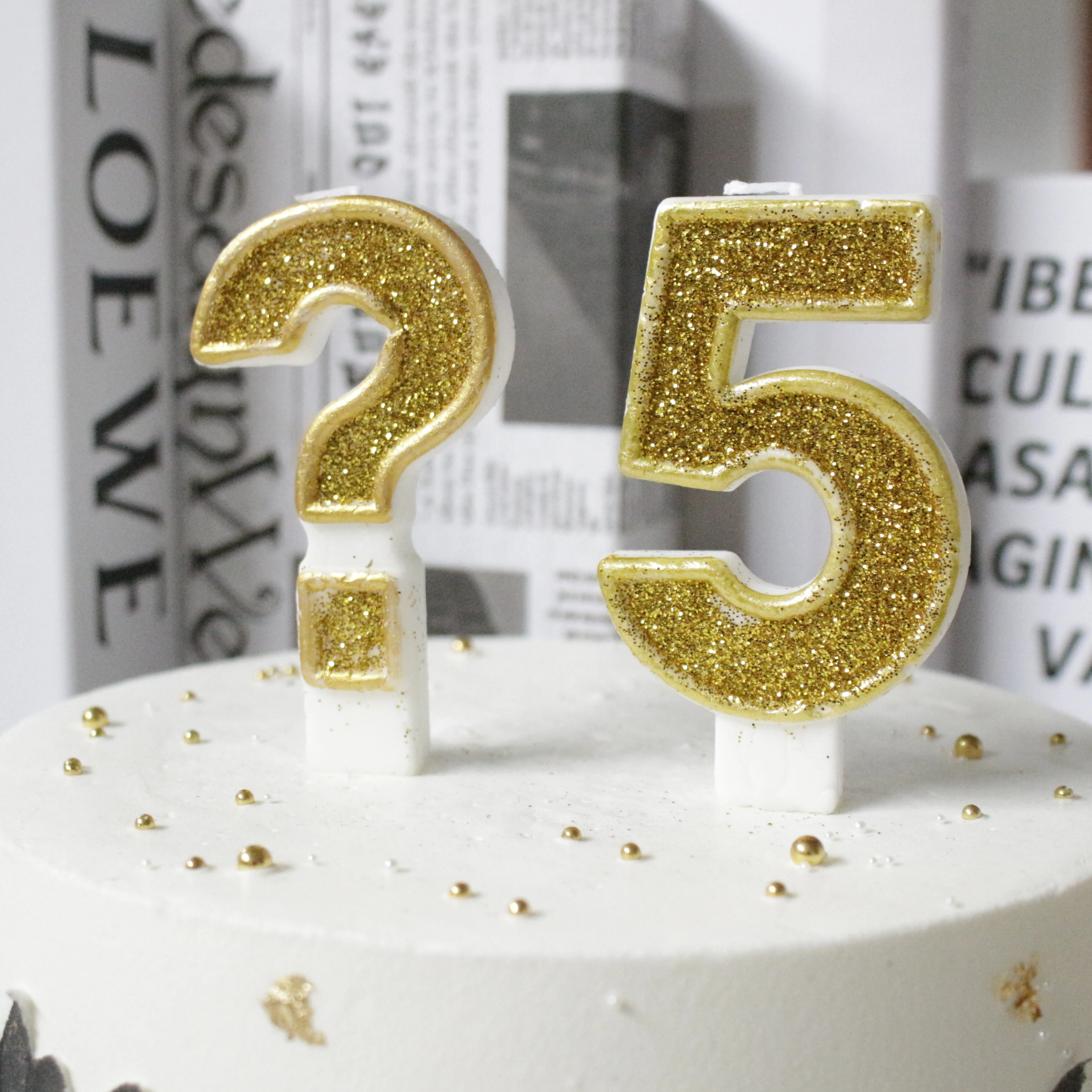 Custom Logo Wholesale Plain Happy 0 1 2 3 4 5 6 7 8 9 Cake cheap numeral gold number birthday candle with Stick