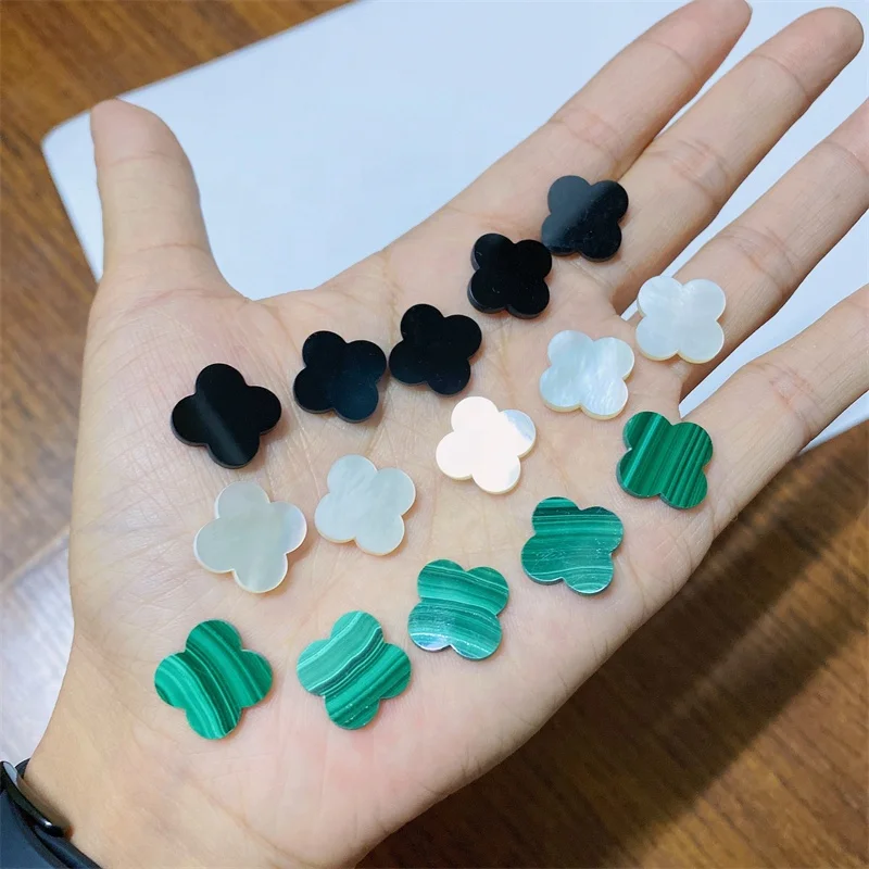 Искренние ювелирные изделия оптом натуральный черный агат оникс четыре листа в форме клевера драгоценный камень