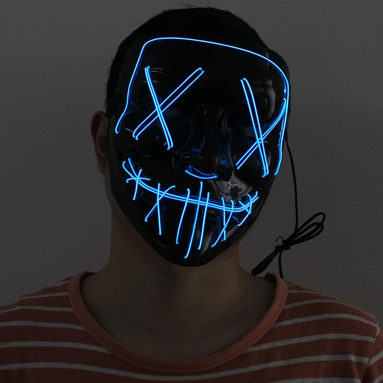 Wholesale halloween 2022 horror party scary led flashing light mask cosplay party decorations Halloween party mask