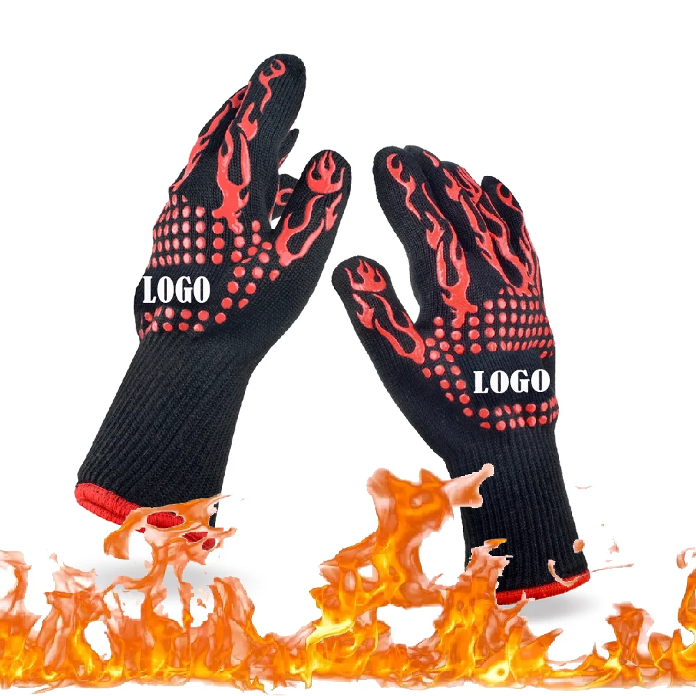 High Temperature 800 Degree Oven Glove Extreme Barbecue Heat Resistant Grill Glove for BBQ Baking With Custom Logo