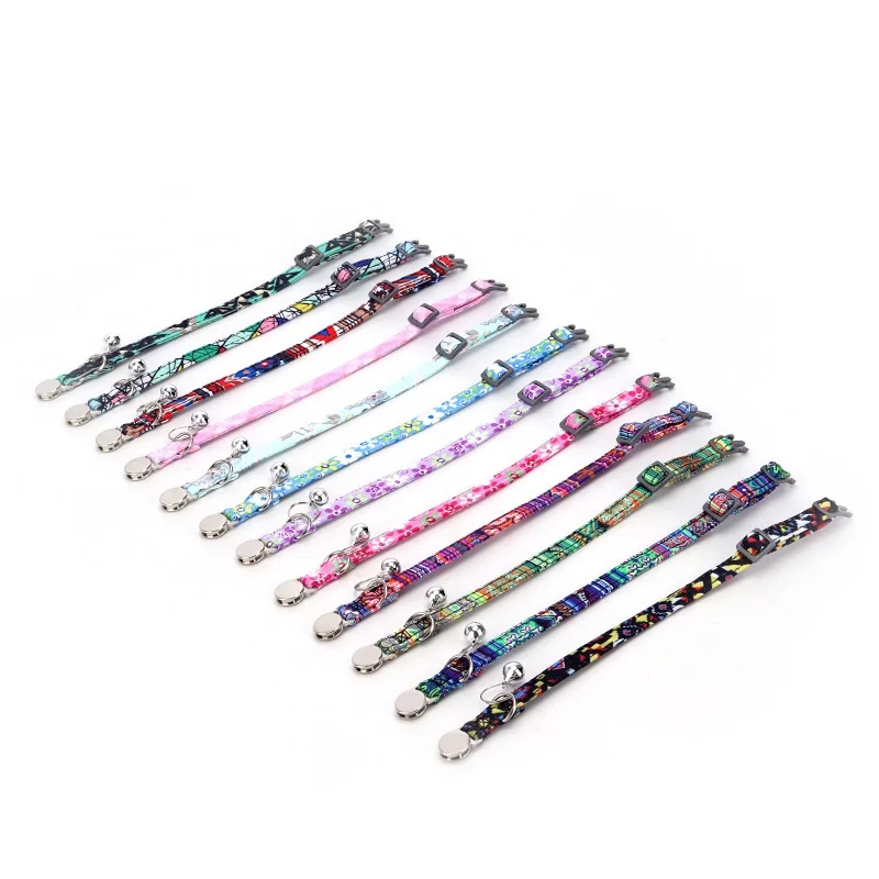 OEM/ODM Bohemian Sweet Little Floral Ethnic Style Pet Collar Engraved Metal Safety Buckle Cat Collar Pet Accessories Supplies