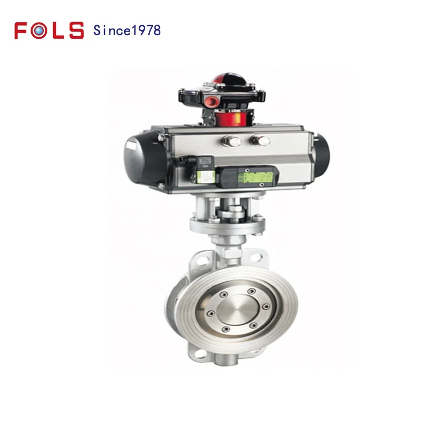 DN150 PN16 SS304 Pneumatic Clamp Hard Sealing Metal Seal Wafer Type Butterfly Valve