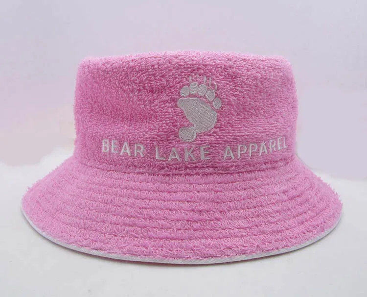 Wholesale Custom Embroidery Logo Unisex Fisherman hats 100% Cotton Terry Cloth Towel Bucket Hats