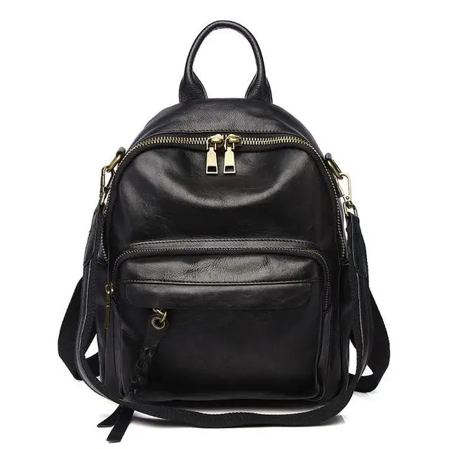 Luxury Genuine Leather Women Backpack Vintage Style Lady Travel Shoulders and Backpack Girl School Bag Female Leather backpack