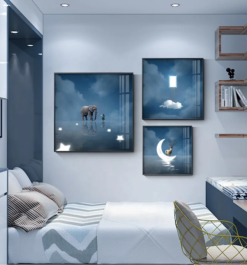 
Children room wall units for living room bedroom hanging moon whale picture 