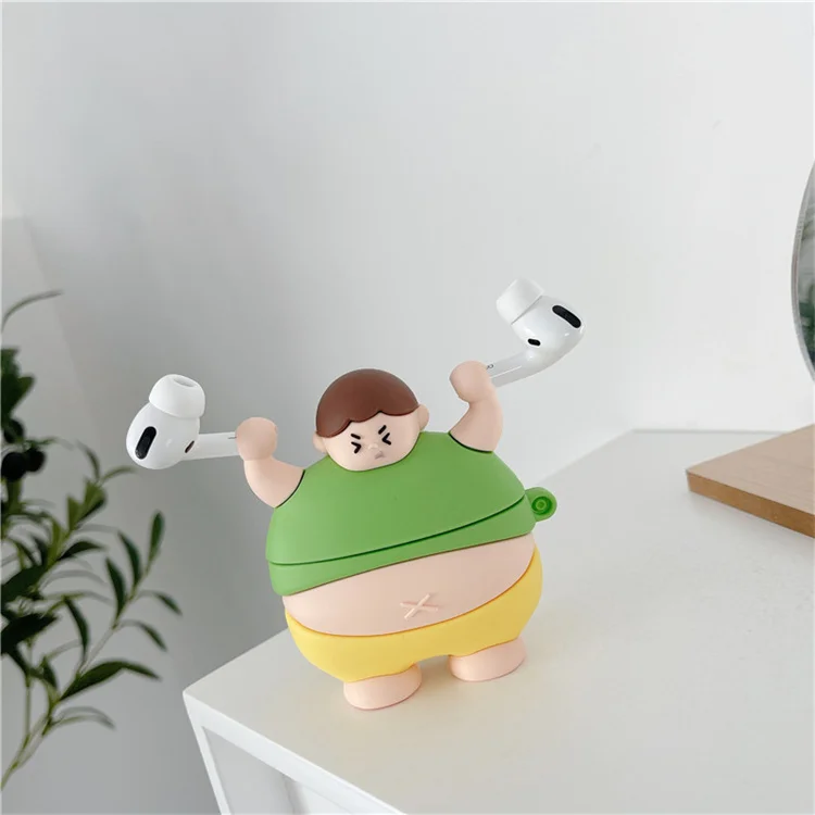 New Lovely Cartoon Earphone Covers Funny Boy Girl Weightlifting Silicone Case For Airpods 1 2 for AirPods Pro