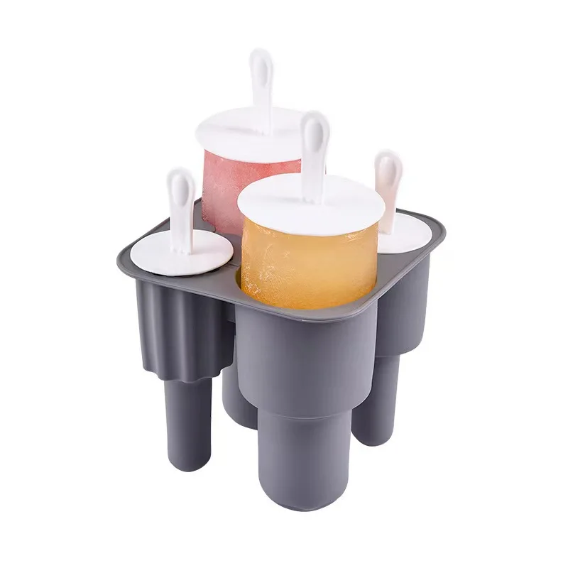 Silicone Ice Cream Mold Tools Ice Cube Pop Ball Maker Tray With Lid and Stick Silicone Popsicle Ice Cream Mold For Kids