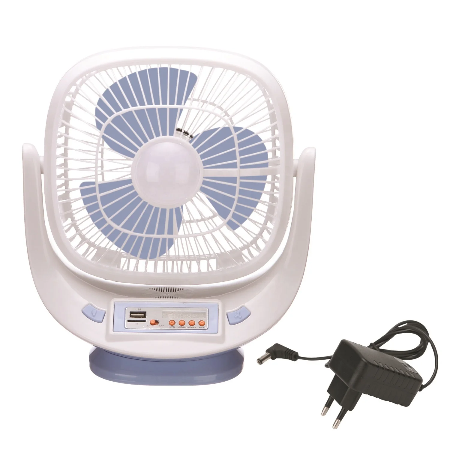 Rechargeable electric fan with USB mobile phone charger line