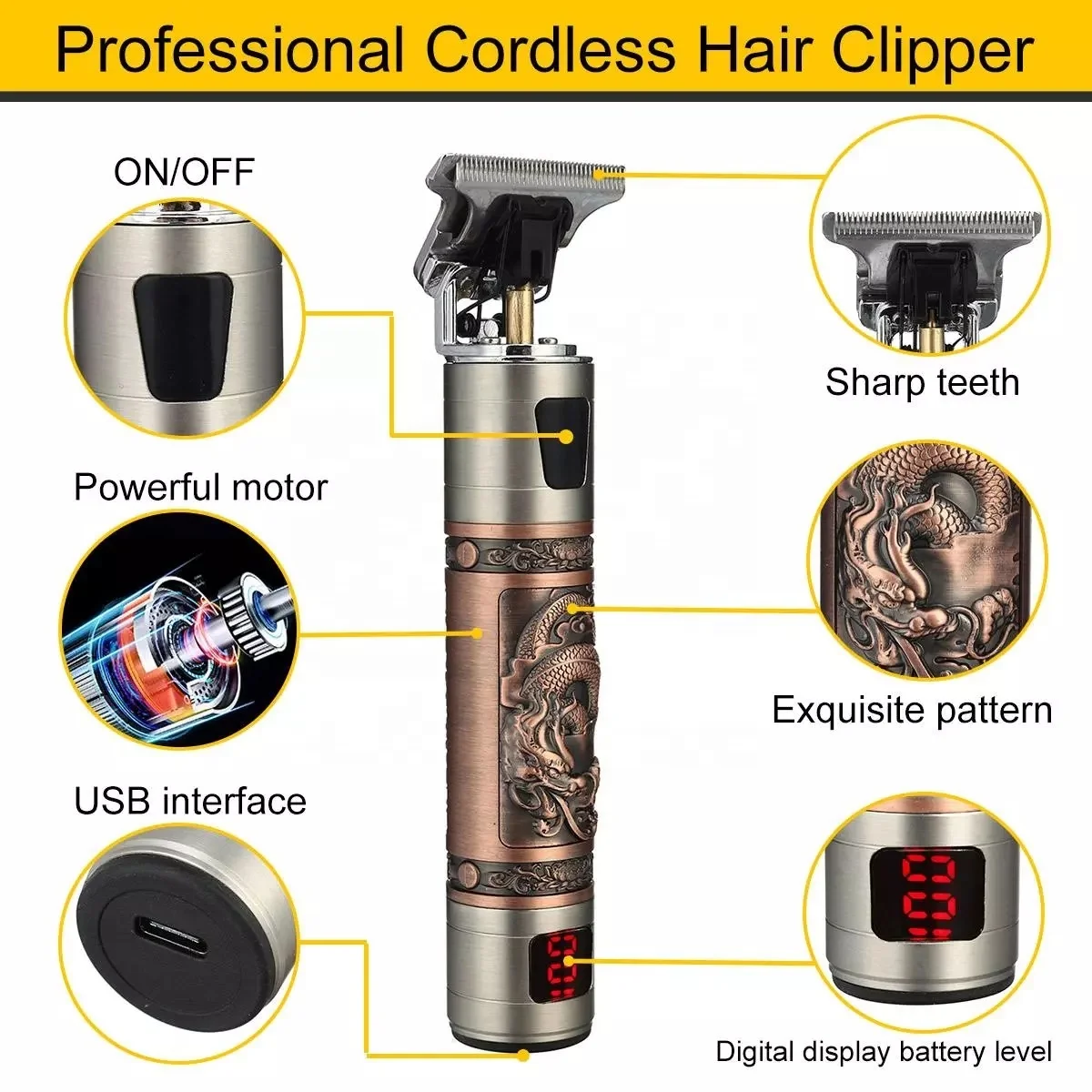 2021 T LCD Electric Trimmer USB Hair Clipper Rechargeable Shaver Beard Machine Chargeable For 0mm Men Cut Barber Cutting Machine