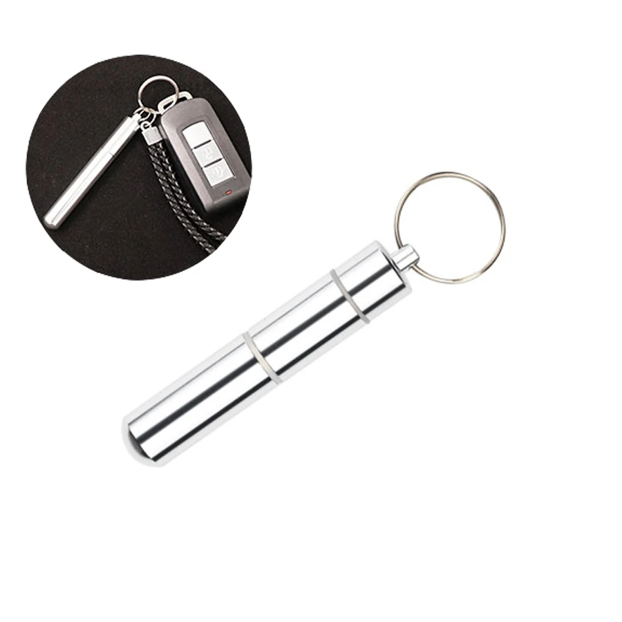 Wholesale Stainless steel 304 Portable Toothpick Pocket Toothpick Holder Metal Pill Case with Key Ring