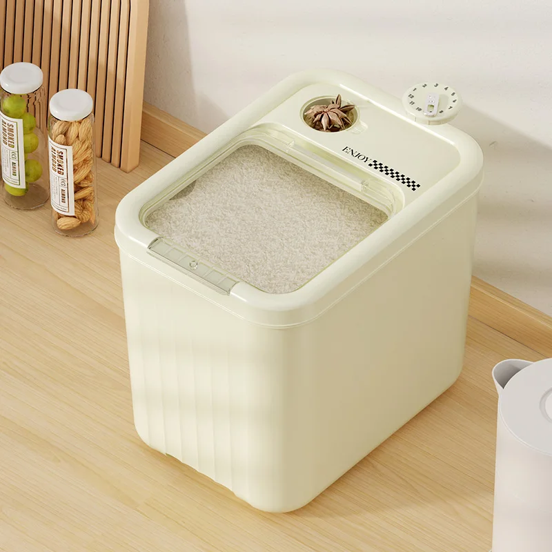 Kitchen Cabinet Rice 15 KG PP Bucket Storage Organizer Box with Wheel