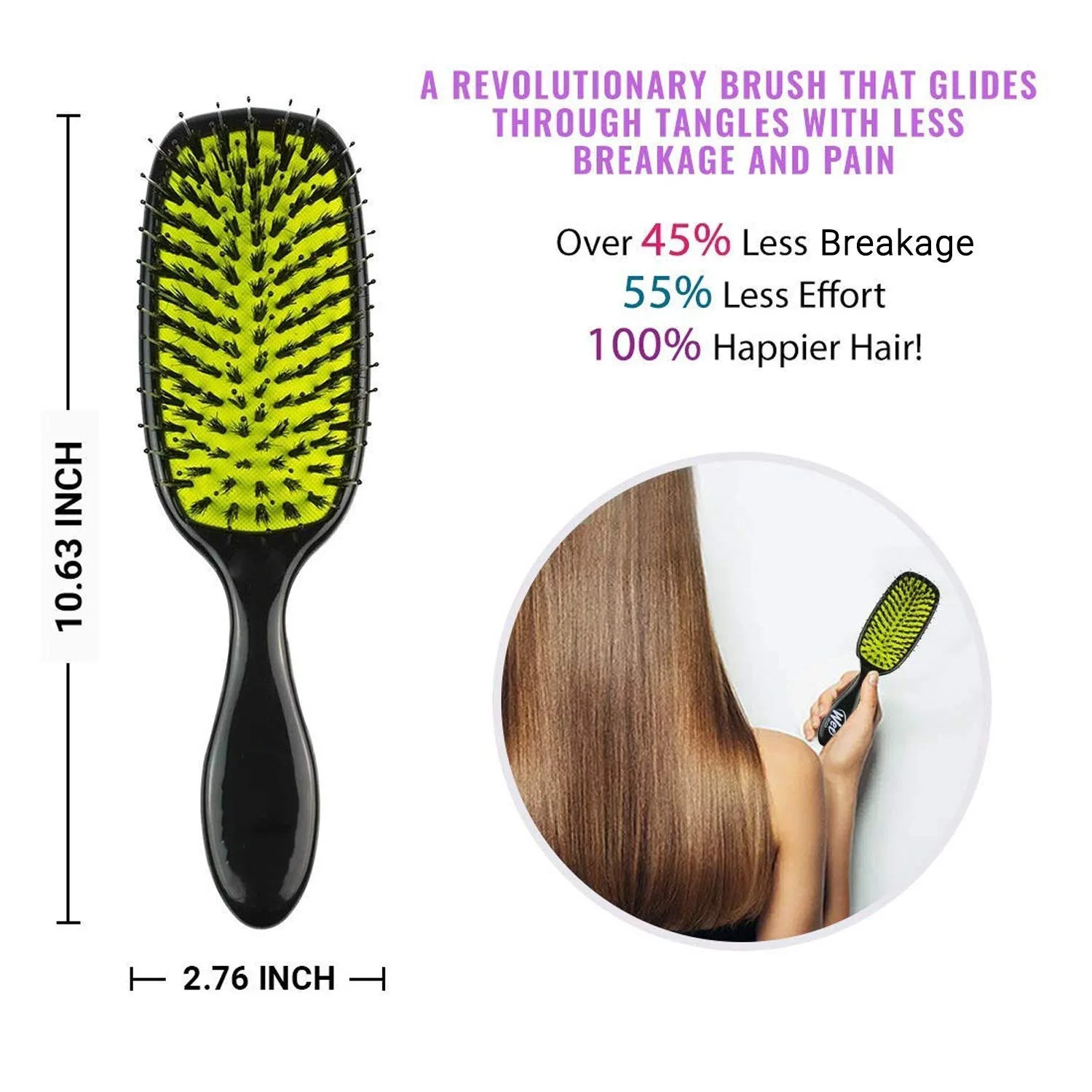 Natural Boar Bristles Hair Brushes  For All Hair Types Shine Enhancer Hairbrush For Women Men Wet And Dry Hair