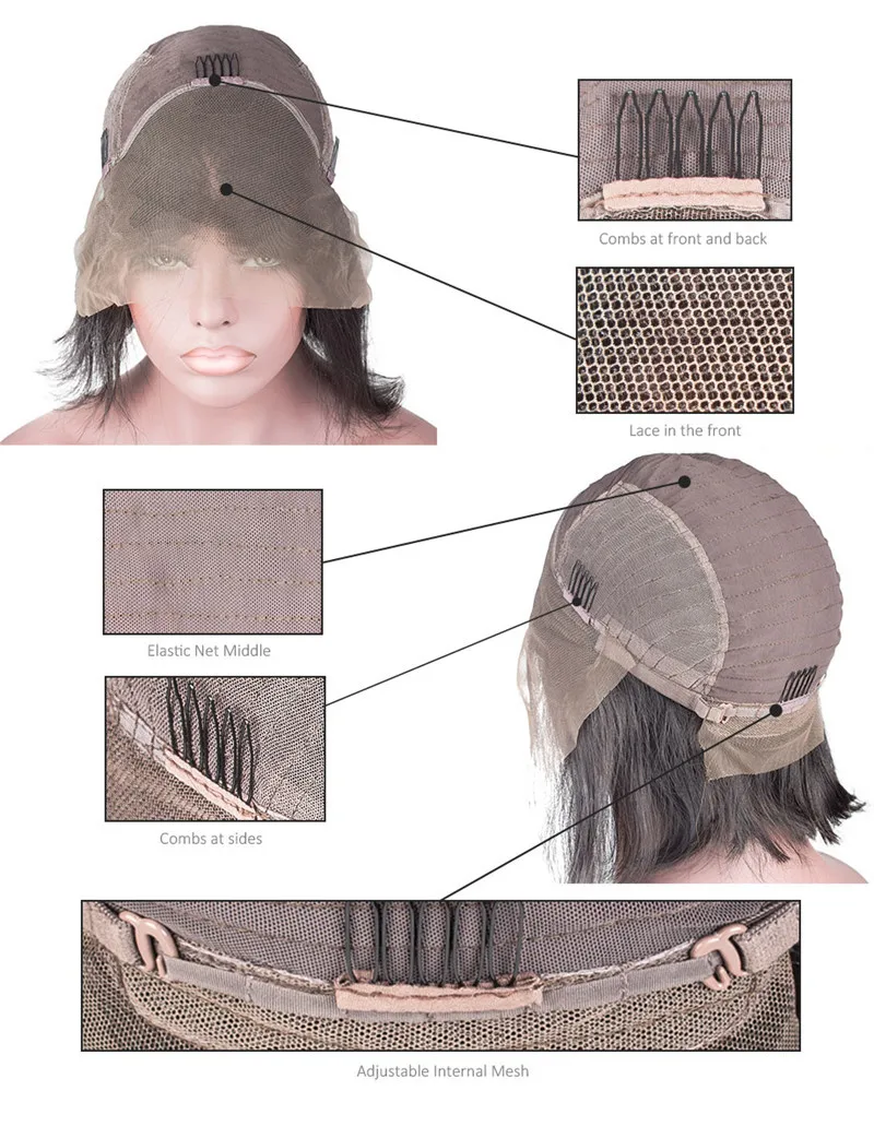 13X6 прозрачные швейцарские кружевные передние парики человеческие волосы без клея бразильский Боб 100%