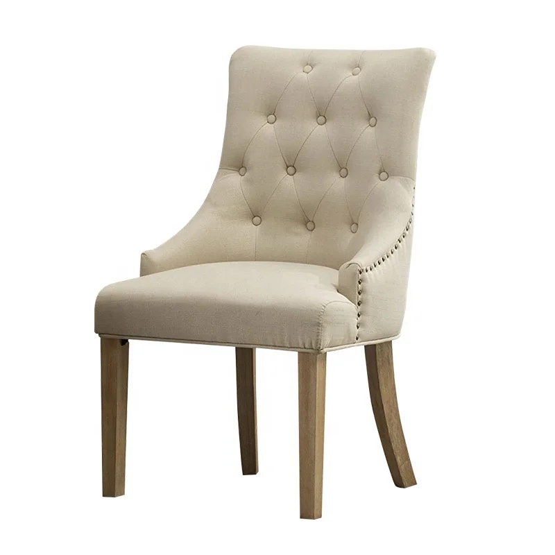 Hot Sale Classic Design Indoor Dining Chair Comfortable High Back Wooden Legs Chesterfield chairs for dining room furniture