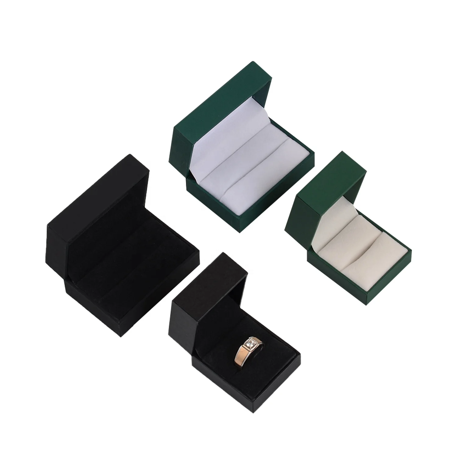 Custom logo black cardboard drawer ring box fashion accessories jewelry packaging ring box