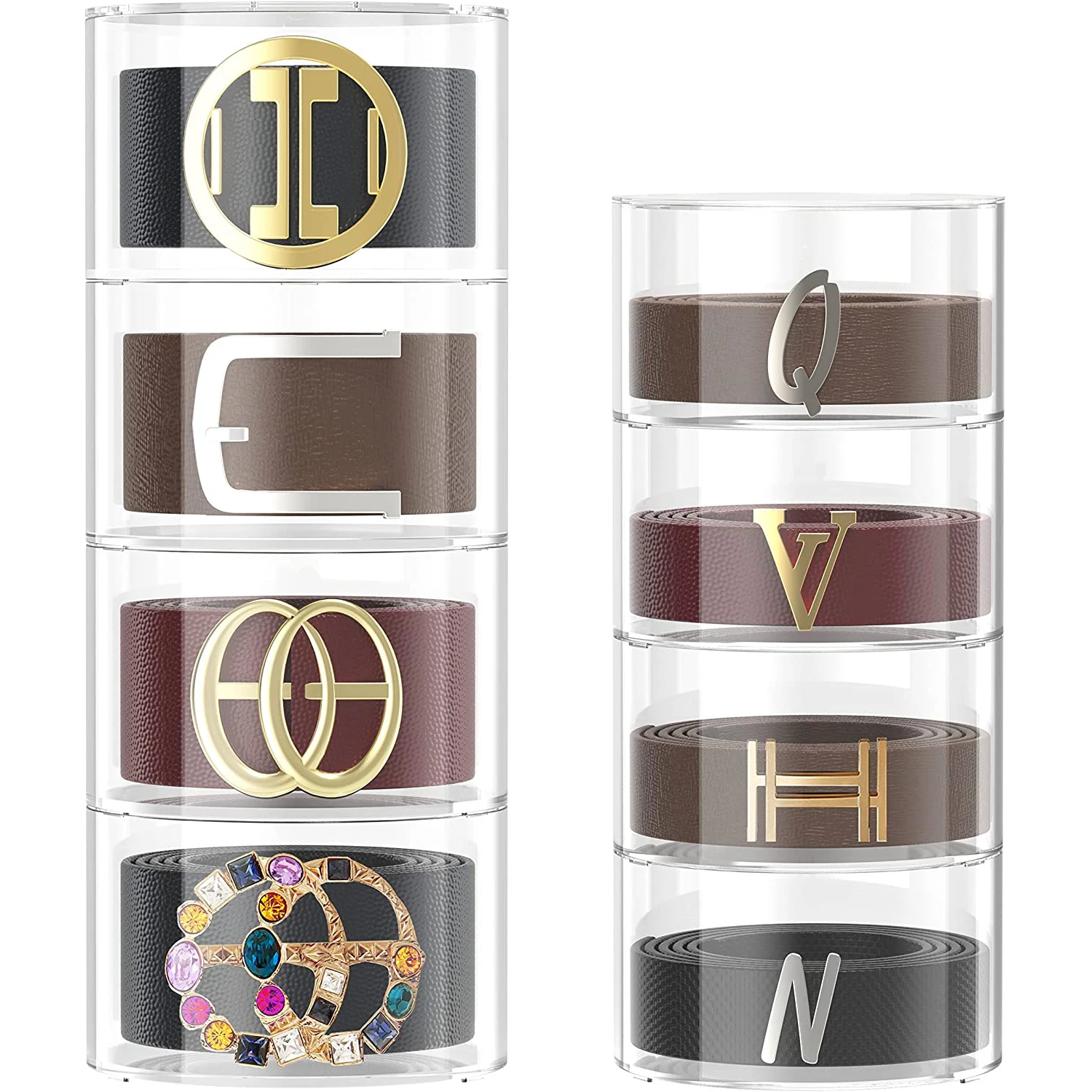 Custom Clear Drawer Belt Organizer Pantry Belts Storage Holder Acrylic Belt Display Case for Jewelry Watch