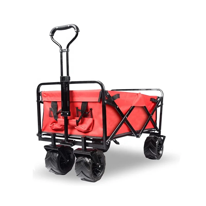 YILU Collapsible Folding Wagon Cart Heavy Duty Foldable, Beach Wagon with Big Wider Wheels for Outdoor Activities