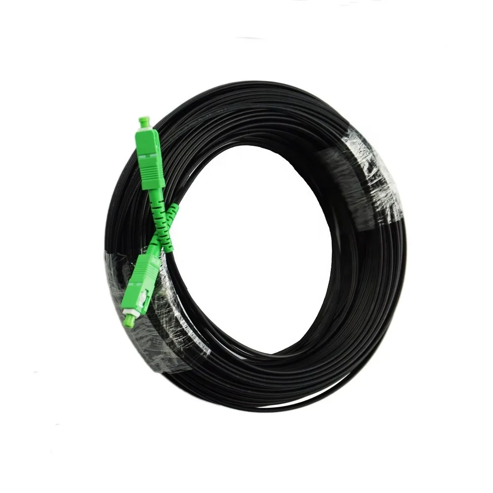  150 Meters Flat Shape Single Mode Steel Metal Member GJYXFCH Indoor Outdoor FTTH Drop Cable Fiber SC