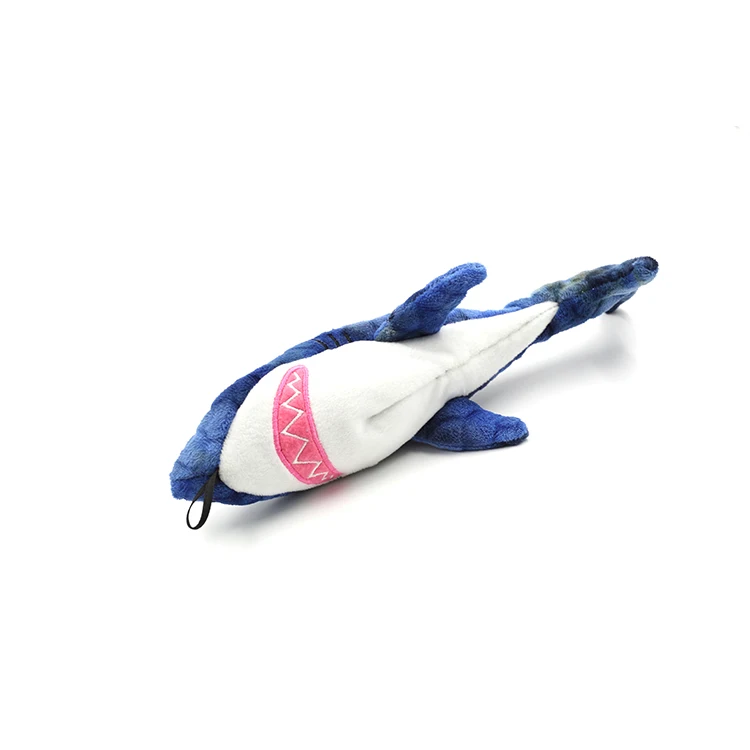 
2020 dog toy blue shark squeaky plush toys for dogs chewing with low price 