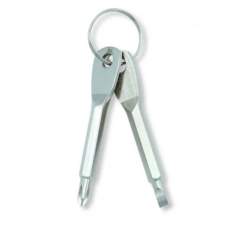 Mini Screwdriver Pocket Repair Hand Tool Multi Gadget Portable EDC Keyring Hike Outdoor Slotted With Key Ring