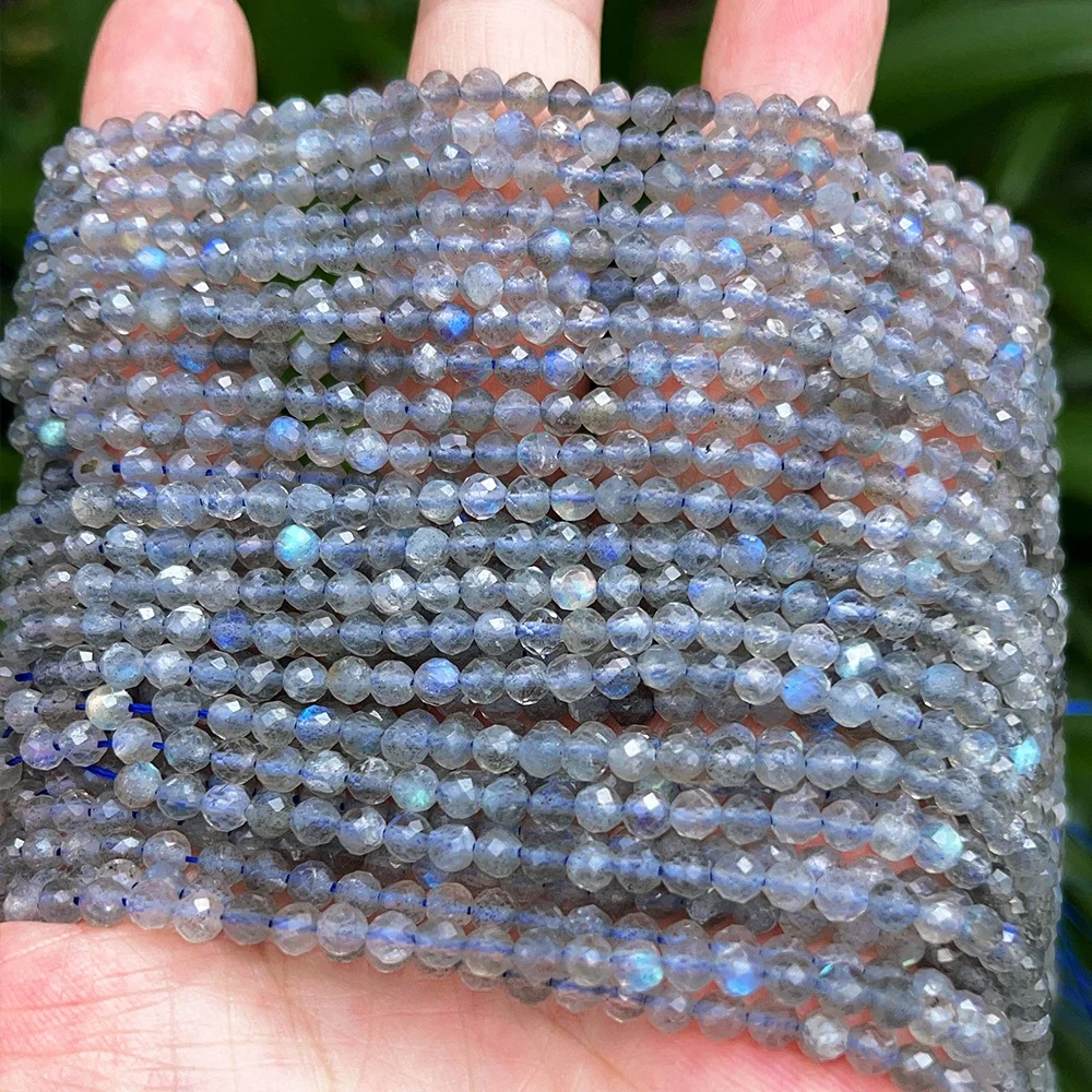 JSES Natural Madagascar Labradorite 4mm Faceted Beads for Jewelry Making DIY Wholesale Gemstones Crystal Agate Jade Loose Beads