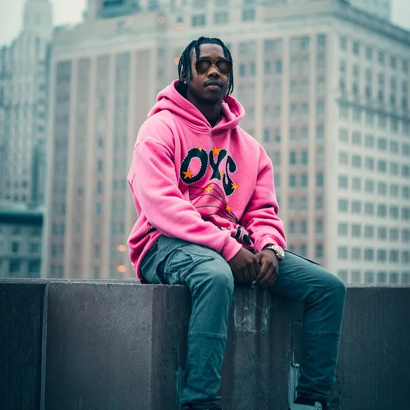 Custom rhinestone logo sweatshirts hoodies no string cut and sew oversized pullover french terry cotton cut edgs raw hem hoodie