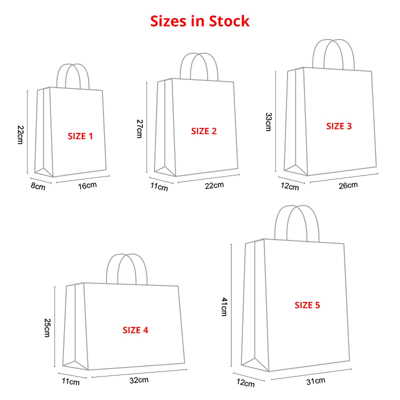 Customize Your Own Logo Various Color Kraft Paper Shopping Bags with Handles for Food Takeaway