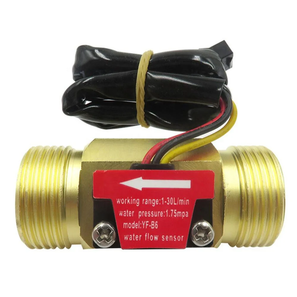 G1/2 Датчик расхода воды, холл расходомер с детектором температуры, металлический медный корпус, расходомер, турбинный расходомер, медный датчик