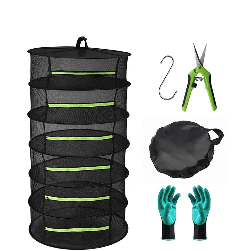 4 Layer Herb Drying Rack Net Hanging Mesh Dry Net Zipper Black Mesh drying rack for Dried fish/herbs/dried vegetables