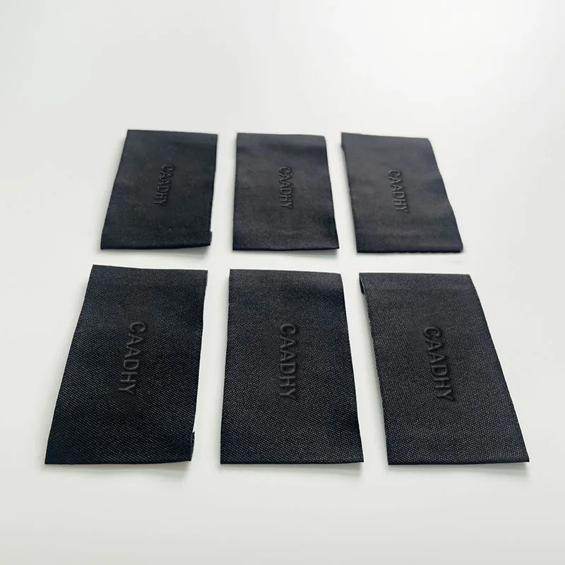 New Design 3D Woven Black Neck Label Custom Brand Name Clothing Labels Logo Printed 3d Printing Polyester Label