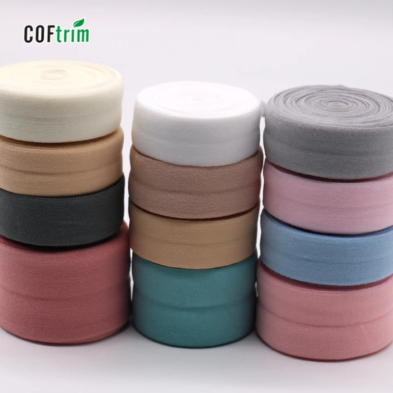 
wholesale factory price High elasticity fold over elastic tape Fold elastic 5/8 nylon twill tape bias binding tape 