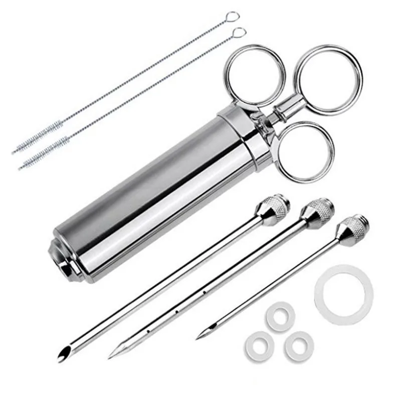 Wholesale Manual Stainless Steel Meat Injector Syringe Kit Marinade Seasoning Injection With Needle Turkey BBQ Tool For Kitchen
