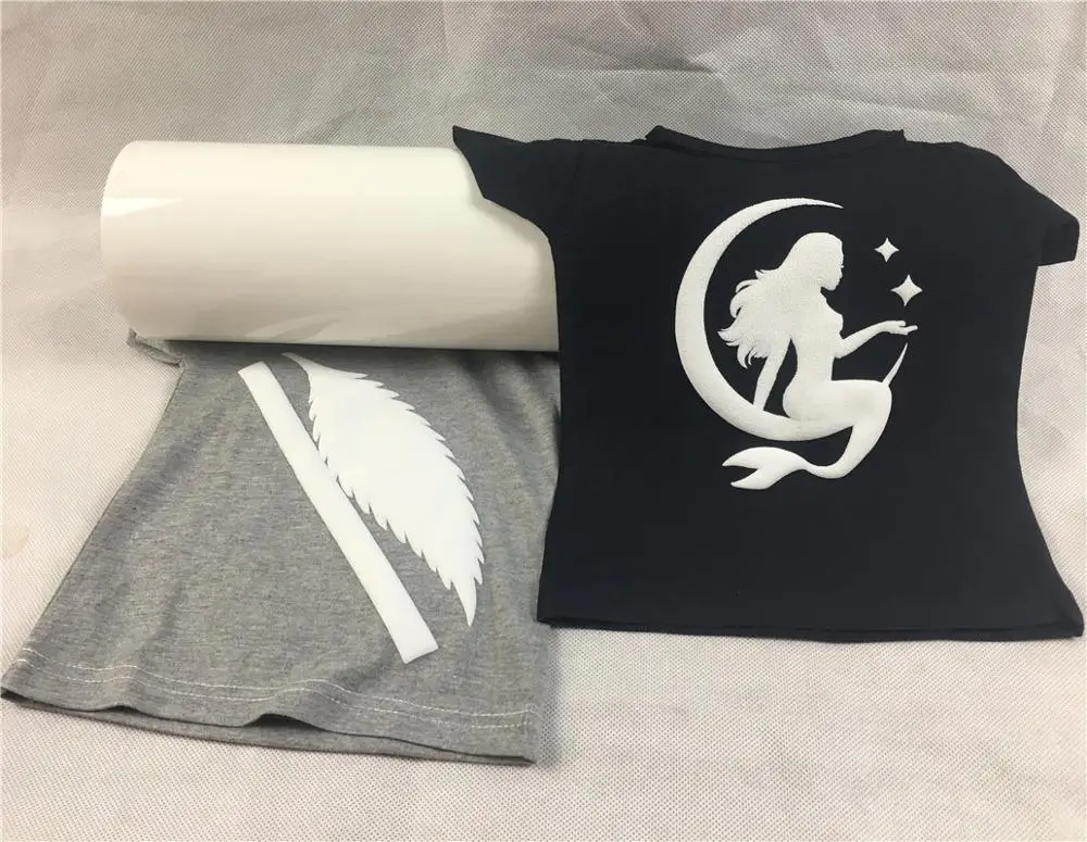 
Ada 3D white color puff PU heat transfer vinyl 50cm*27 yards good quality tshirt film 
