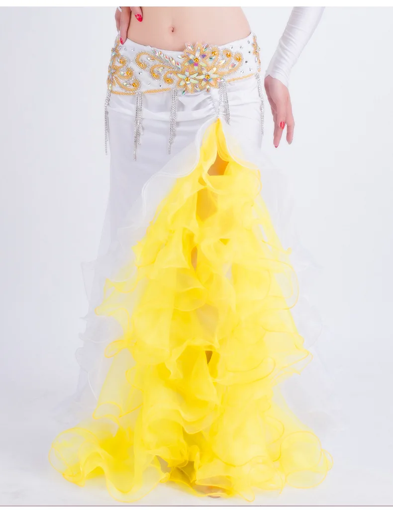 New ruffle Oriental belly dance sexy split mermaid tail Performance long skirt