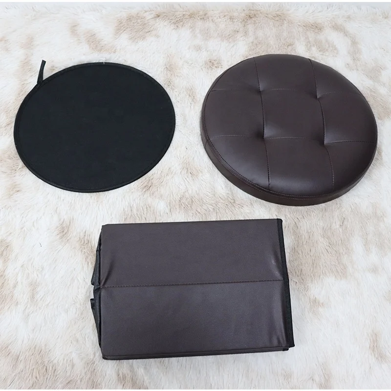 Factory hot sale leather round pouf storage design ottoman stool