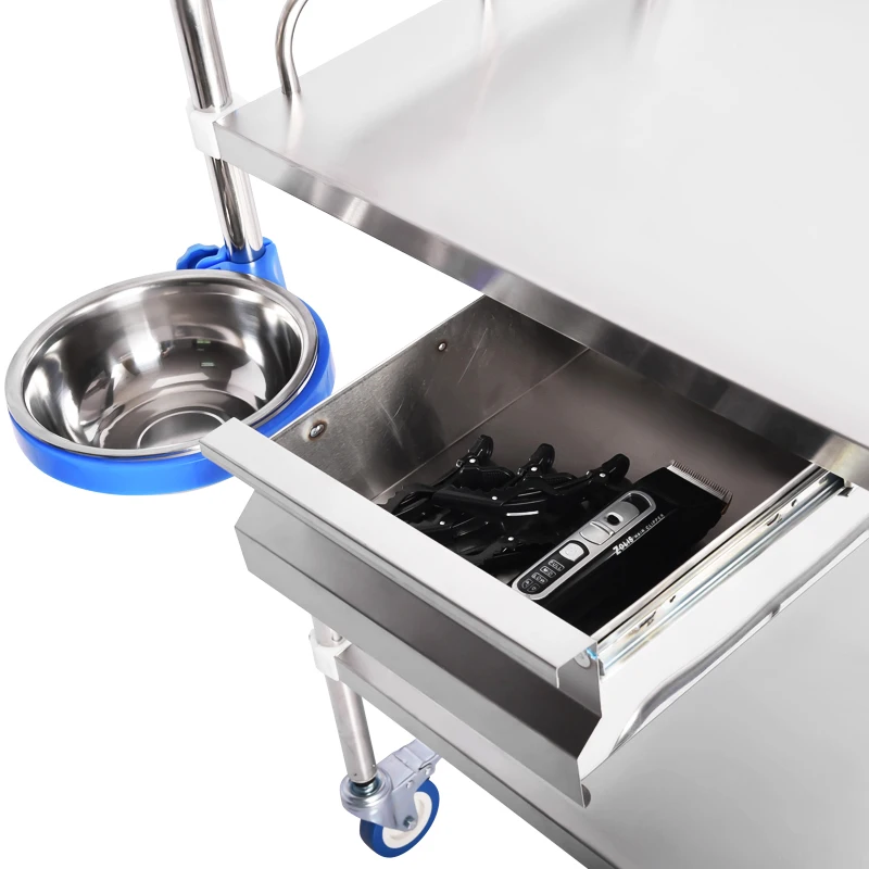 Hospital Emergency Instrument Patient Surgical Nursing Rolling Cart Stainless Steel Medical Trolley