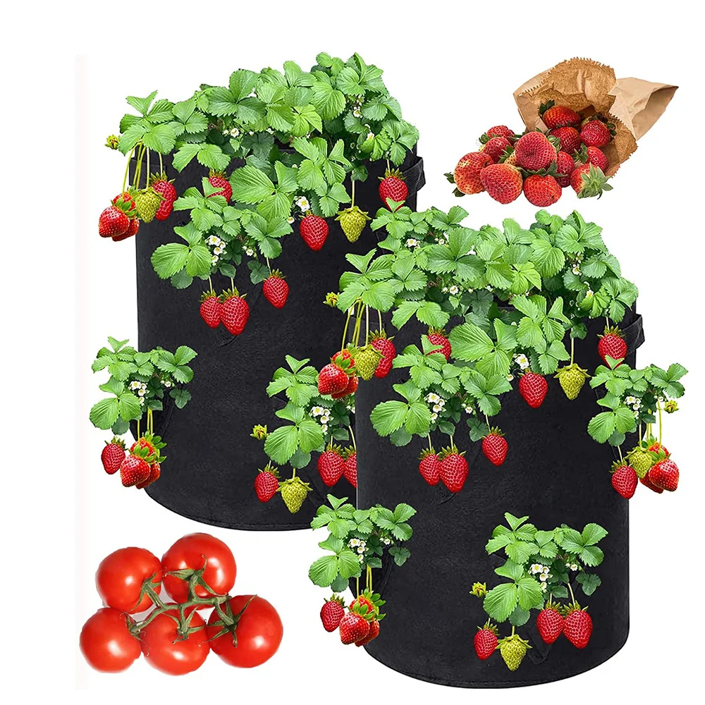 Breathable 7 Gallons Grow Bags Potato Planter Bag Plant Containers Felt Non-Woven Fabric Strawberry Planter Pots