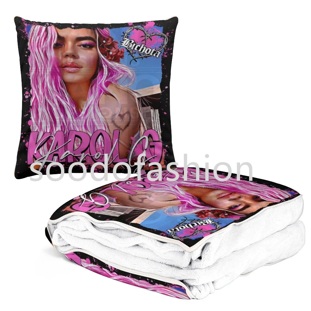 2024 Popular Karol g manana sera bonito bichota season blanket pillow 2 in 1 soft pillow blankets for home office car