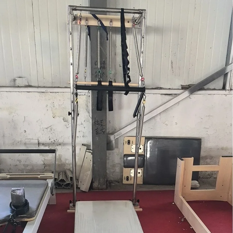 Pilates Cadillac Reformer Wall Unit Tower with Platform Mat for Physical Activity Exercise