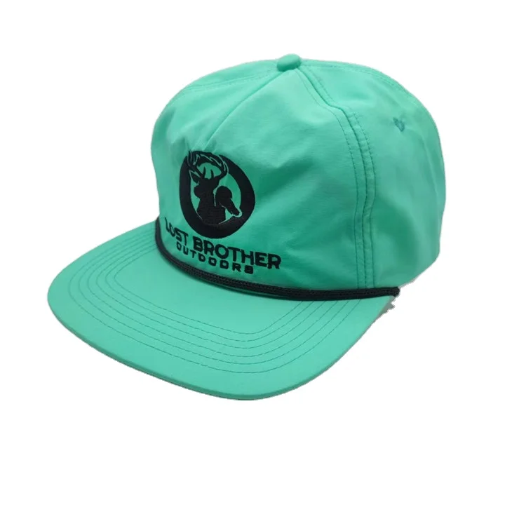 5 Panel Cap Custom rope hat Nylon Unstructured Hat Nylon Snapback Nylon 5 Panel Hats