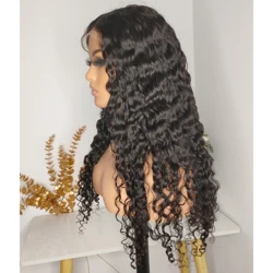 New Cambodian Human Hair Lace Front Wigs Curly Loose Deep Wave Hair Wigs HD Swiss 5*5 Human Unprocessed Virgin Hair 180% Density